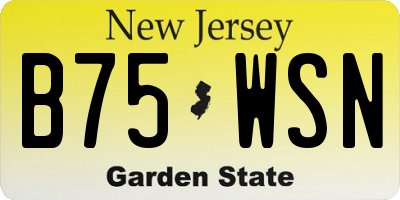 NJ license plate B75WSN