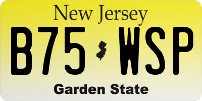NJ license plate B75WSP
