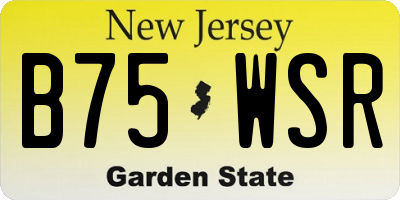 NJ license plate B75WSR