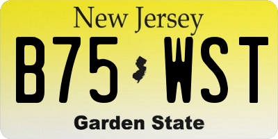 NJ license plate B75WST