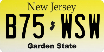 NJ license plate B75WSW