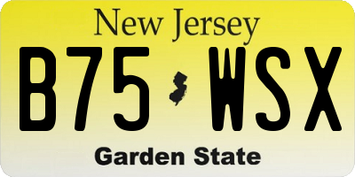 NJ license plate B75WSX