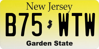 NJ license plate B75WTW