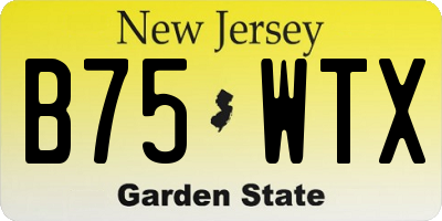 NJ license plate B75WTX