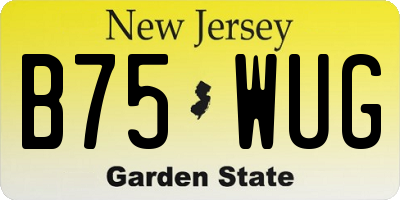 NJ license plate B75WUG