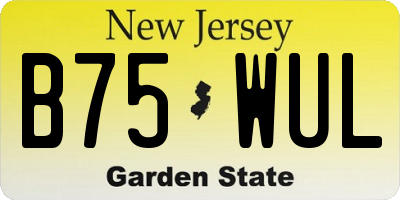 NJ license plate B75WUL