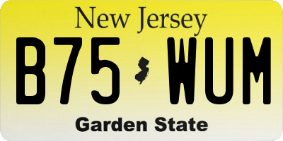 NJ license plate B75WUM
