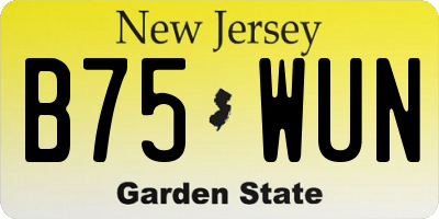 NJ license plate B75WUN