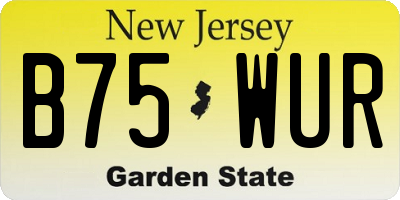 NJ license plate B75WUR