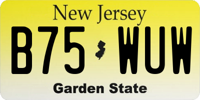NJ license plate B75WUW
