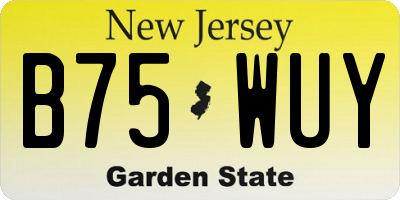 NJ license plate B75WUY
