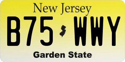 NJ license plate B75WWY