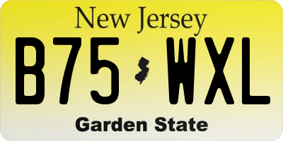 NJ license plate B75WXL