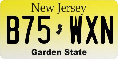 NJ license plate B75WXN