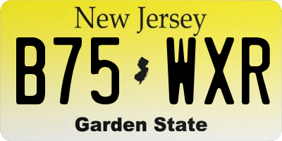 NJ license plate B75WXR