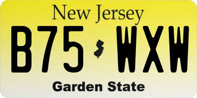 NJ license plate B75WXW