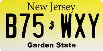 NJ license plate B75WXY