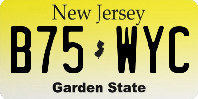NJ license plate B75WYC