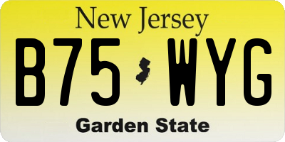 NJ license plate B75WYG
