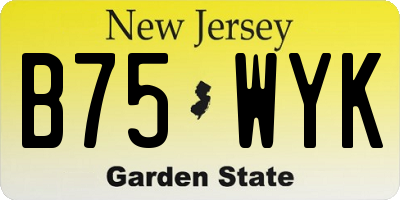 NJ license plate B75WYK