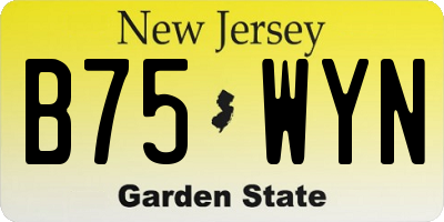 NJ license plate B75WYN