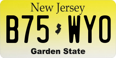 NJ license plate B75WYO