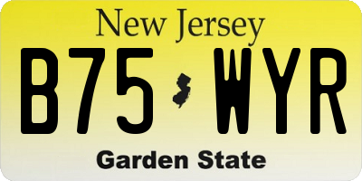 NJ license plate B75WYR