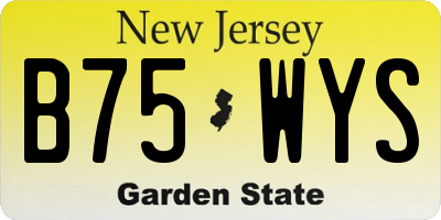 NJ license plate B75WYS