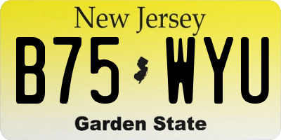 NJ license plate B75WYU
