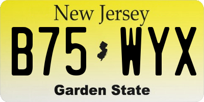 NJ license plate B75WYX