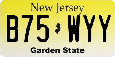 NJ license plate B75WYY