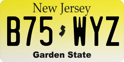 NJ license plate B75WYZ