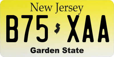 NJ license plate B75XAA