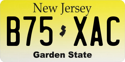NJ license plate B75XAC