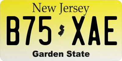 NJ license plate B75XAE