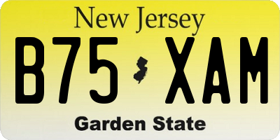 NJ license plate B75XAM