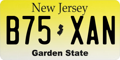 NJ license plate B75XAN