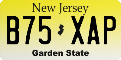 NJ license plate B75XAP