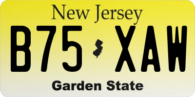 NJ license plate B75XAW