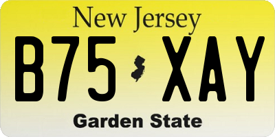 NJ license plate B75XAY