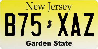 NJ license plate B75XAZ