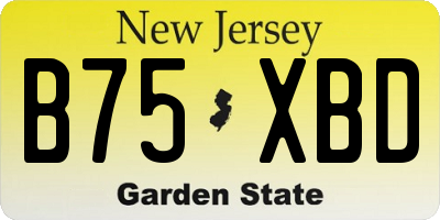 NJ license plate B75XBD