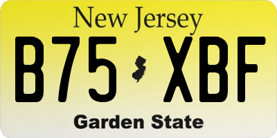 NJ license plate B75XBF