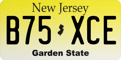 NJ license plate B75XCE