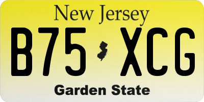 NJ license plate B75XCG