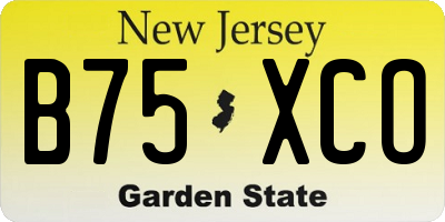 NJ license plate B75XCO