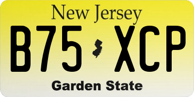 NJ license plate B75XCP