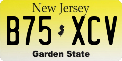 NJ license plate B75XCV