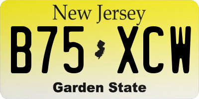 NJ license plate B75XCW