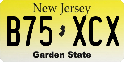 NJ license plate B75XCX